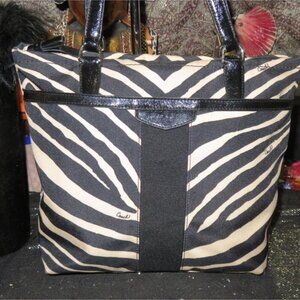 COACH 2013 Devin Zebra Stripe Animal Print Canvas Shoulder Bag Satchel Tote